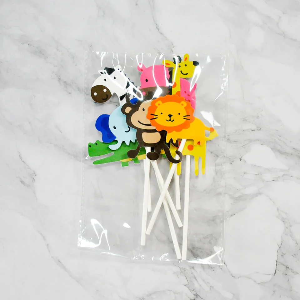Nicro Happy Birthday Small Gift Animal Cake Card Exclusive Beast Stickers | Дом и сад
