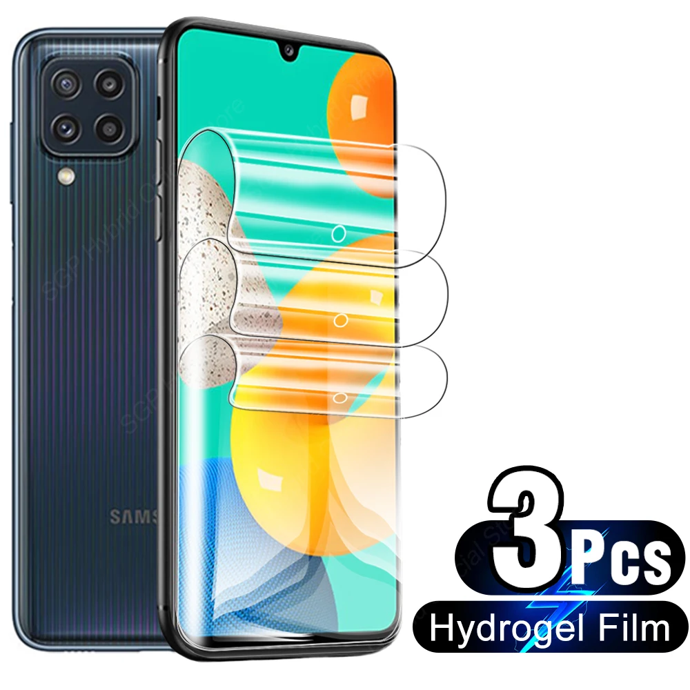 

3 Pcs Full Glue Hydrogel Film Protective For Samsung Galaxy M32 4G 5G Screen & Back Protector On M3 M 3 2 32 Not Tempered Glass