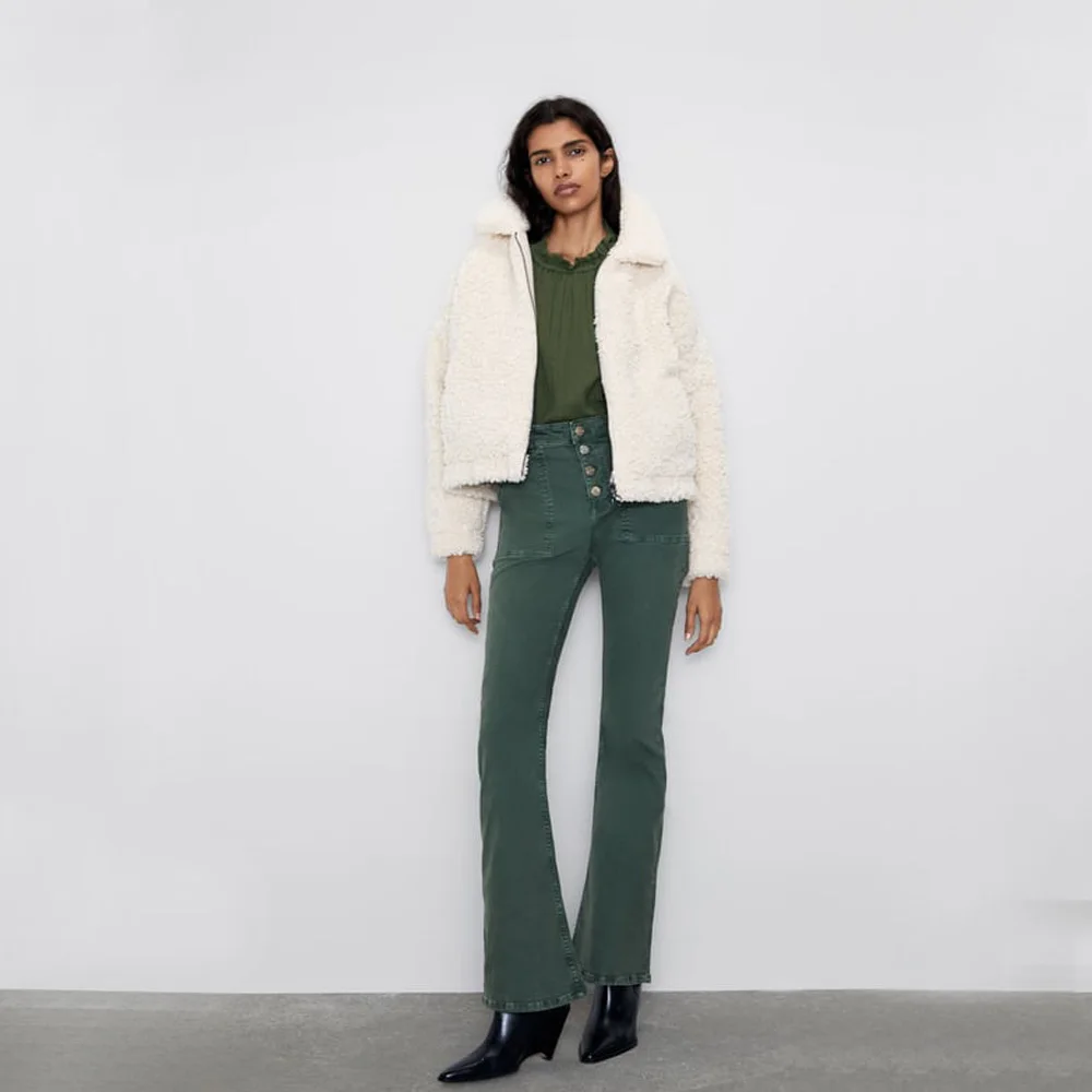 ZA 2019 осень новая вышитая зеленая Нижняя рубашка Мода Boho женская одежда