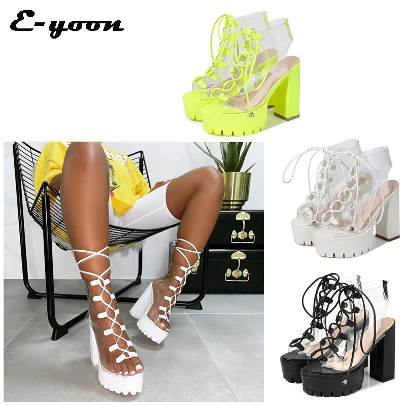 

BUSY GIRL PL0433 Sexy super chunky heel women's high heel sandals with platform women high heel shoes