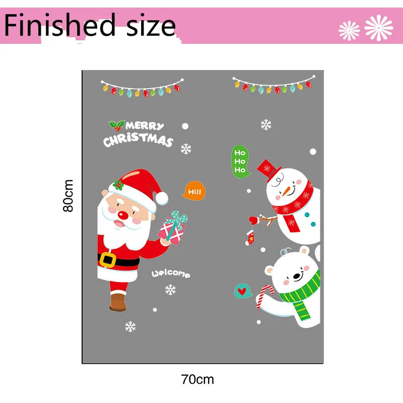 DIY рождественская Наклейка на стену Санта медведь Снеговик спальня гостиная