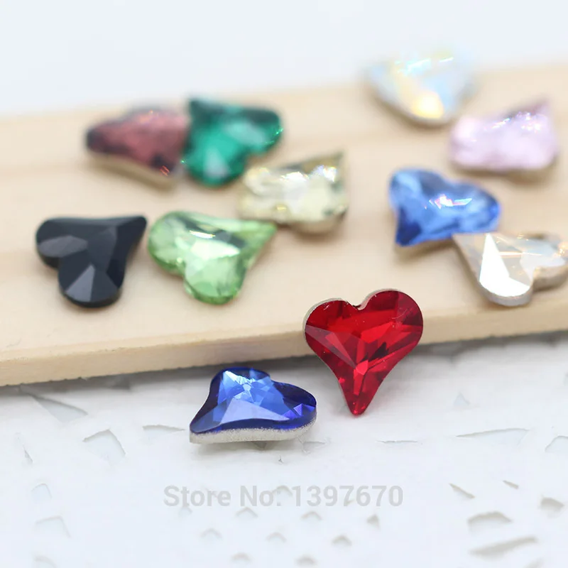 Оптовая продажа 20p 8 мм в форме сердца блестящий стеклянный кристалл Стразы