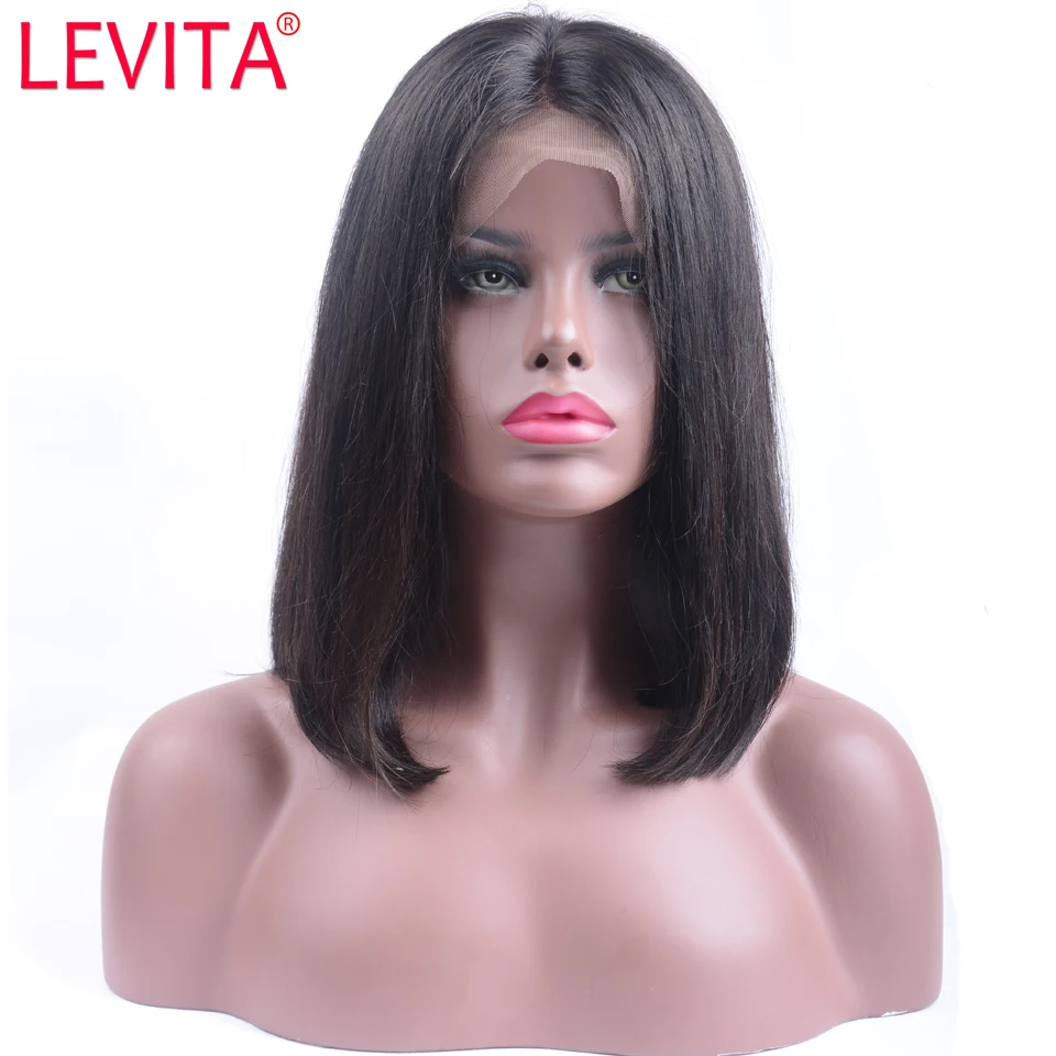 13x4 прямой парик на сетке спереди Бразильские короткие парики из человеческих