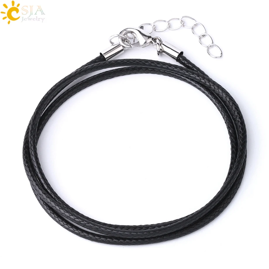 CSJA Natural Stone Heart Pendants 4mm Reiki 7 Chakra Bead Tassel Charm Healing Pink Quartz Crystal Black Necklace Women Men G536 | Украшения