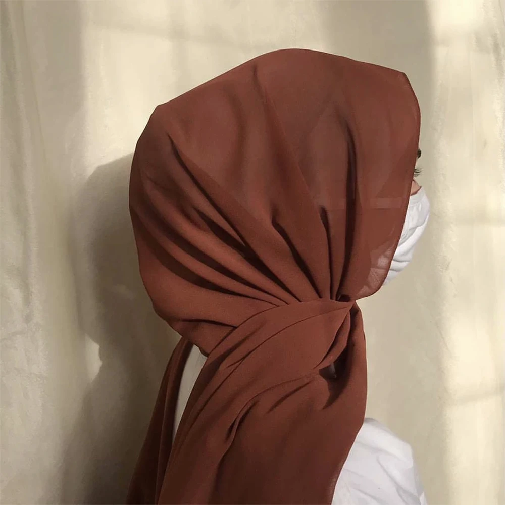 

2021 мусульманский шифоновый хиджаб шали шарф женский однотонный головной платок женские хиджабы шарфы женская мусульманская вуаль