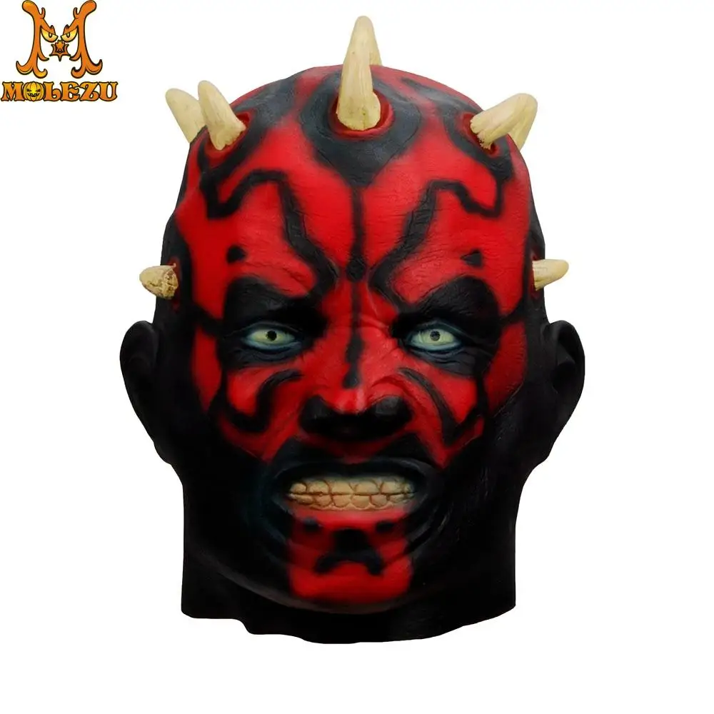 Molezu Latex Star Movie Darth Maul Mask Scary Horror Halloween Masquerade Wars Mask for Cosplay Party Costume