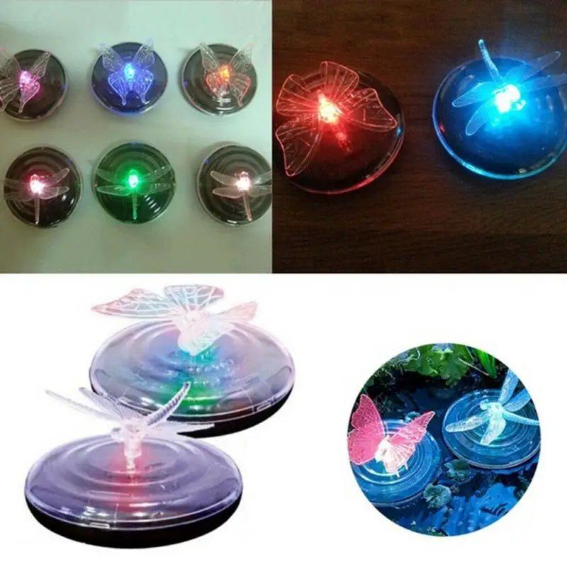 Светодиодный уличный садовый фонтан плавающая лампа RGB в форме бабочки/стрекозы