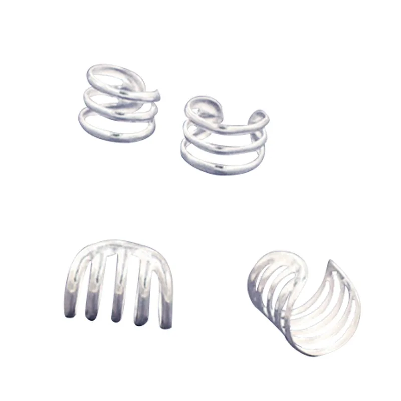 Серьги-Клипсы из стерлингового серебра 925 пробы без пирсинга многослойные серьги