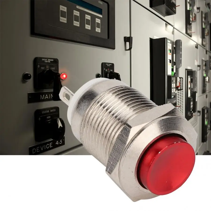 2Pin AC 250V 2A нажимная Водонепроницаемая кнопка переключателя красный металл