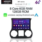 360 панорамная камера CanBus 6 ГБ + 128 ГБ Android 11,0 автомобильный DVD-плеер GPS WIFI Bluetooth RDS радио для Jeep Wrangler 3 JK 2010-2017