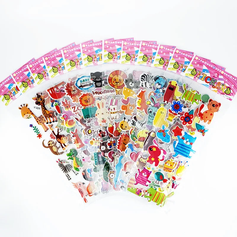 Paquete de pegatinas de animales del zoo para ni&ntilde;os, confecci&oacute;n de &aacute;lbumes de recortes con animales, regalo de cumplea&ntilde;os, 12 hojas por paquete-1
