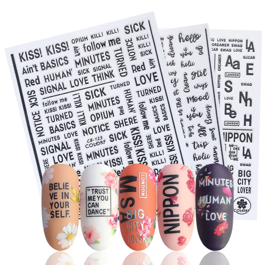 1 шт. 3D буквы слайдеры наклейки для ногтей искусство фотоклейкие Алфавит Фольга