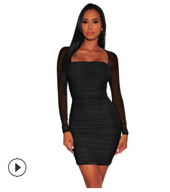 Шифоновое сексуальное короткое платье с квадратным вырезом атласное