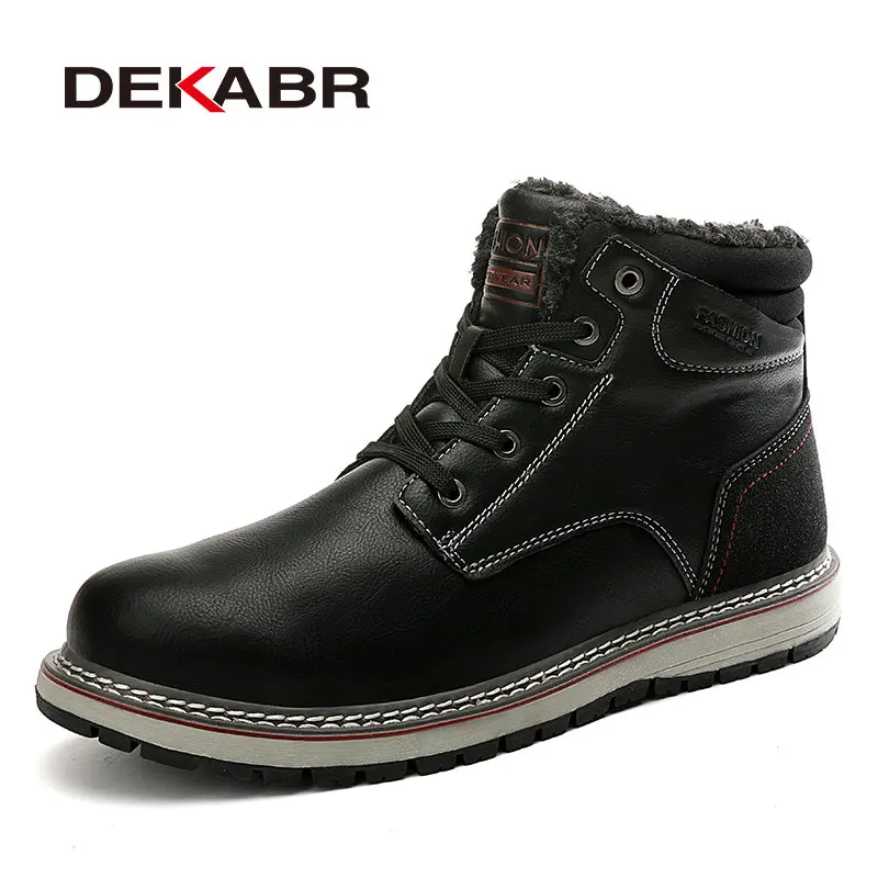 01 Black DEKABR/Новинка года; зимние ботинки; мужские ботинки с защитной и износостойкой подошвой; теплые и удобные зимние прогулочные ботинки; большие размеры 39-46 - Цвет: 01 Black