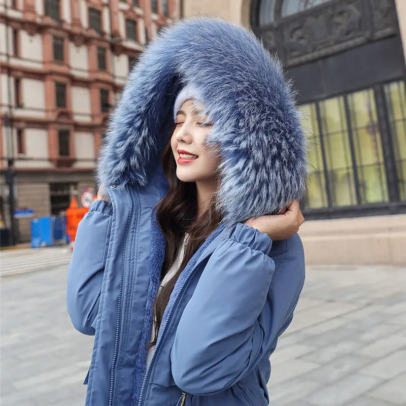 Fashionable Warm Cotton Liner Hooded Down Parkas Coat Winter Jacket Women Adjustable Waist Fur Collar Jacket Parka 2020 New