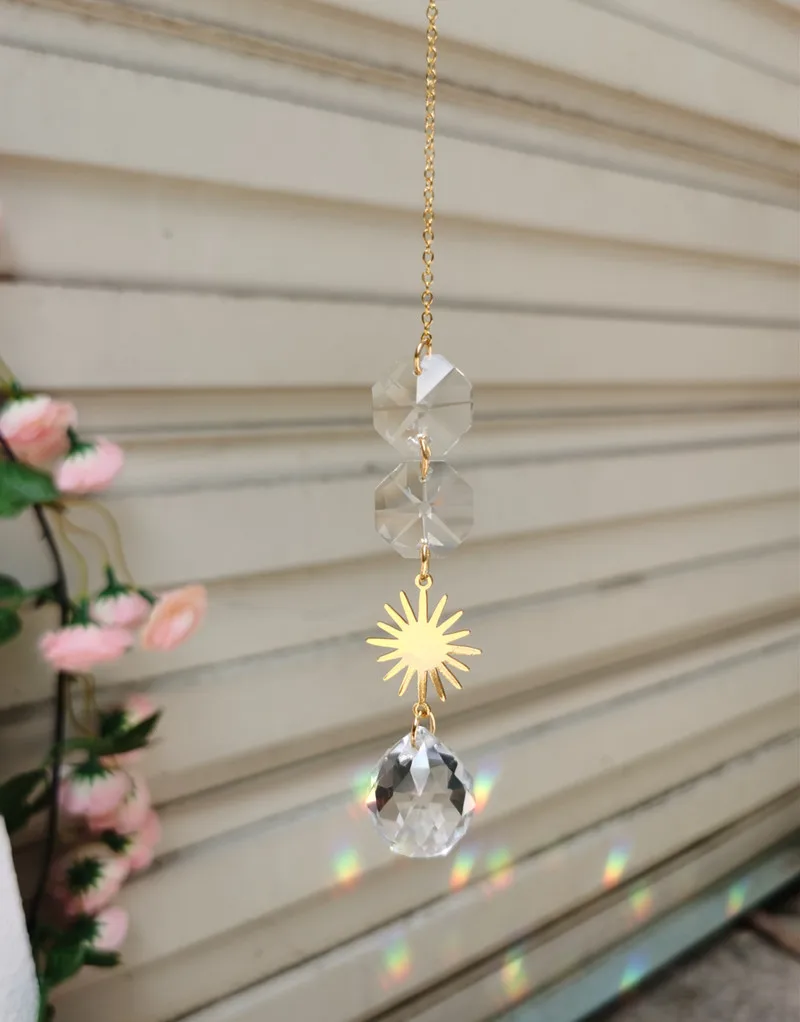 

mini sun suncatcher Gold Plated,Rainbow Prism,Boho Home Decoration,mini Suncatcher
