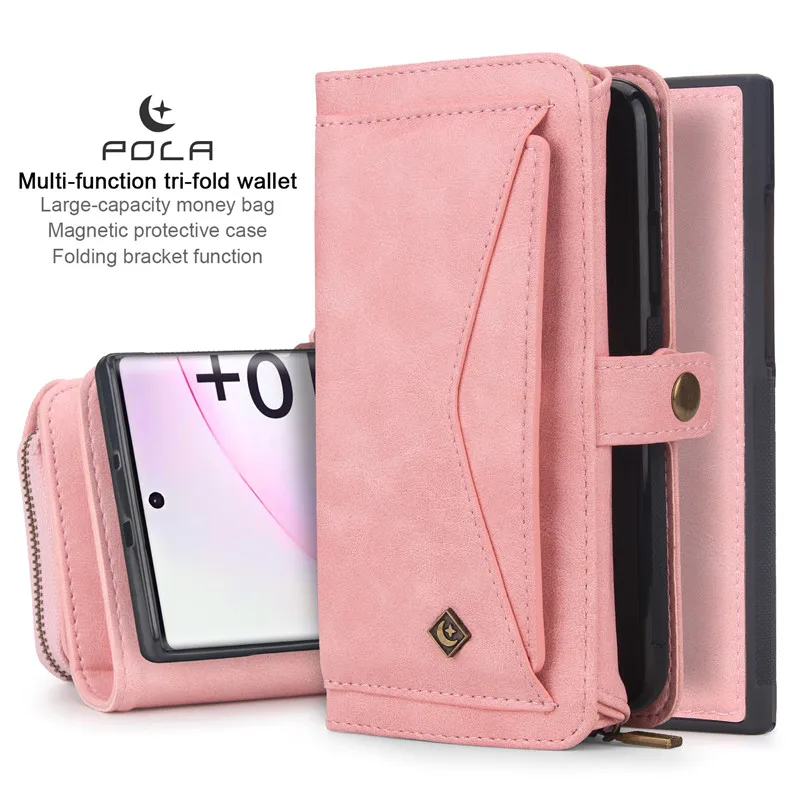 Роскошный кожаный бумажник съемный чехол для samsung Galaxy Note 10 9 S10 S9 Plus S10E Магнитный чехол для карт Сумочка чехол для телефона