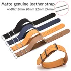 Ремешок матовый из натуральной кожи для наручных часов, браслет из воловьей кожи в стиле ретро, в стиле НАТО, с шпильками, 18 мм 20 мм 22 мм 24 мм