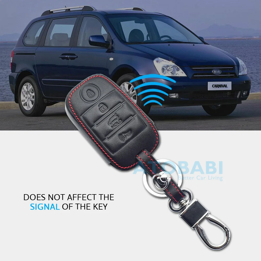 Кожаный чехол для автомобильных ключей с 4 кнопками смарт брелок дистанционным