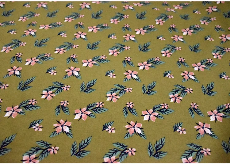 Хлопковая ткань с цветочным принтом имитация хлопка льняная микро-стрейч платье