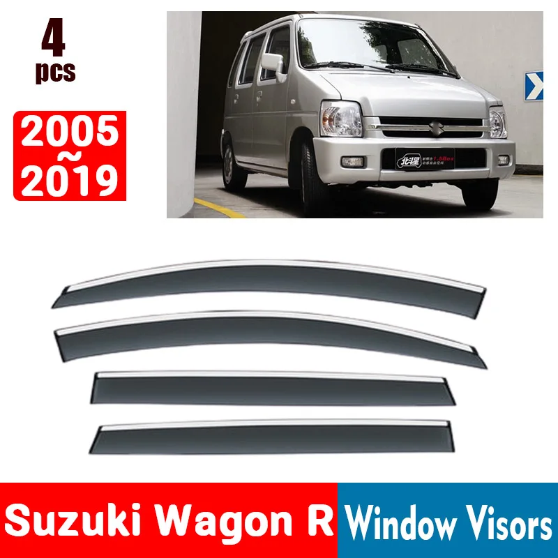 FOR Suzuki Wagon R 2005-2019 Window Visors Rain Guard Windows Rain Cover Deflector Awning Shield Vent Guard Shade Cover Trim