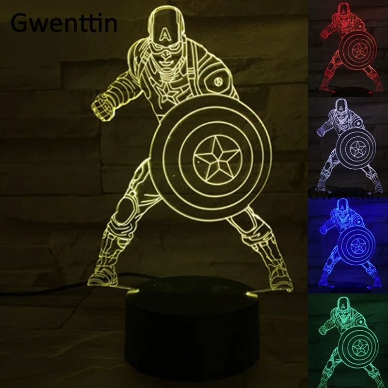 3D Led Иллюзия ночные светильники Супермен Человек-паук USB мультяшный стол лампа сенсорный 7 цветов Изменение детей подарок световые светильники