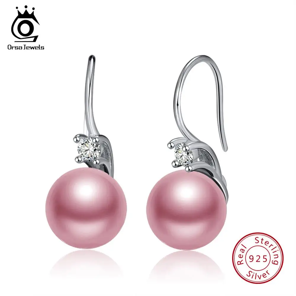 Женские серьги подвески из серебра 925 пробы с искусственным