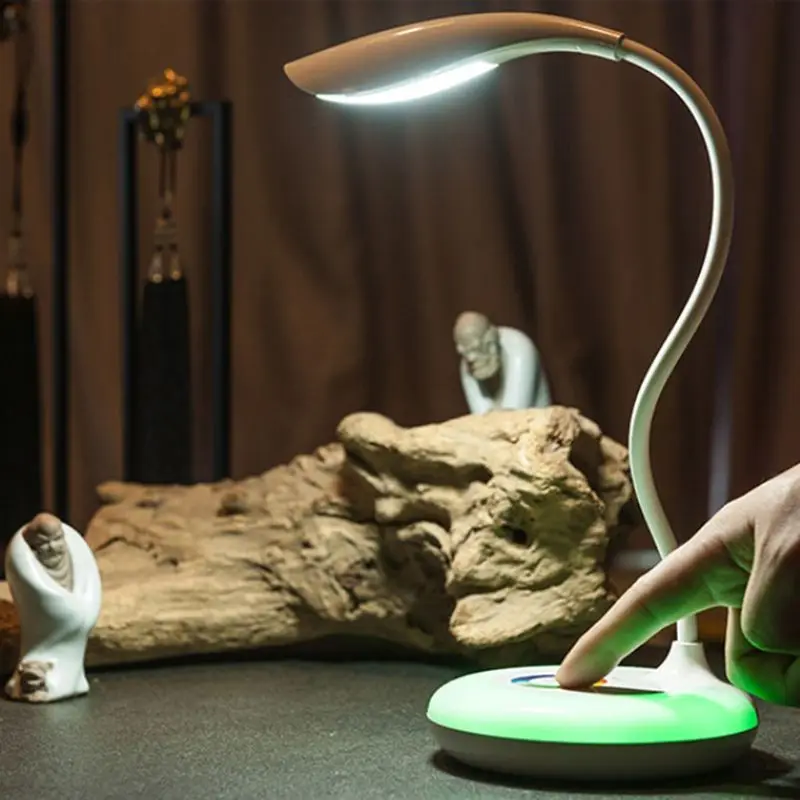 

Настольная лампа с USB-зарядкой, цветной светодиодный светильник с защитой глаз, мягкий Настольный светсветильник льник для чтения и чтения, ...