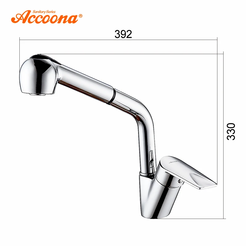 

Kitchen Faucets 360 Rotate Pull Out Single Hole Ceramic Plate Contemporary Kitchen Faucet Sink Cold/Hot Water A5410
