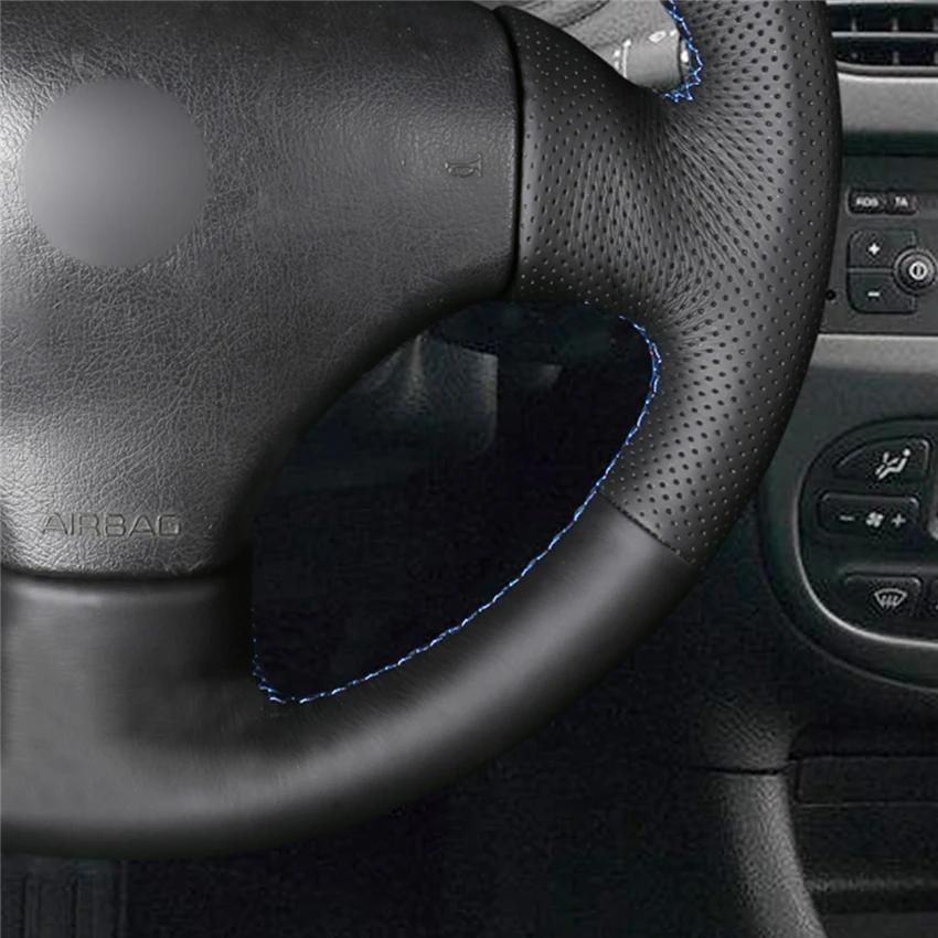 Сшитый вручную черный кожаный чехол на руль автомобиля для Peugeot 206 1998-2005 SW 2003 2004 2005