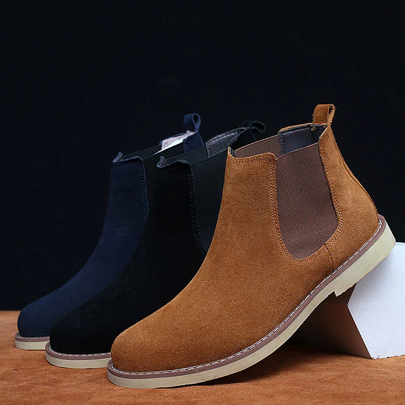 Men Boots Luxury Spring/Winter Elegant Chelsea Cow Suede Leather Lovers' Casual Shoes Plus Size 47 Zapatillas Hombregy | Обувь