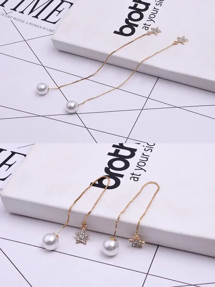 Корейская версия темпераментных жемчужных сережек простые серьги в форме звезды