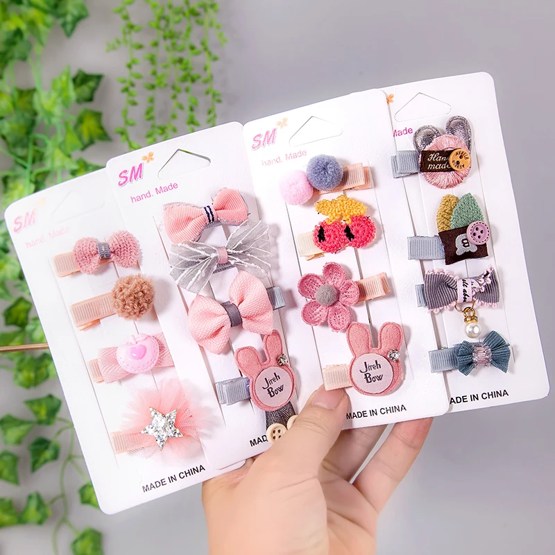 YYOUFU 4-6Pcs/Set Children Cute Hair Accessories Set Baby Fabric Bow Flower Hairpins Barrettes clips Girls Headdress Gift | Аксессуары