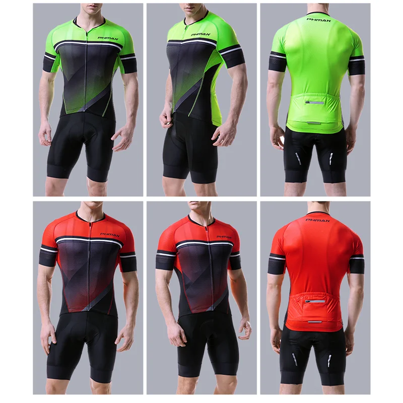 PHMAX лето Pro Велоспорт Джерси Набор шорты рукав Майо Ropa Ciclismo велосипедная