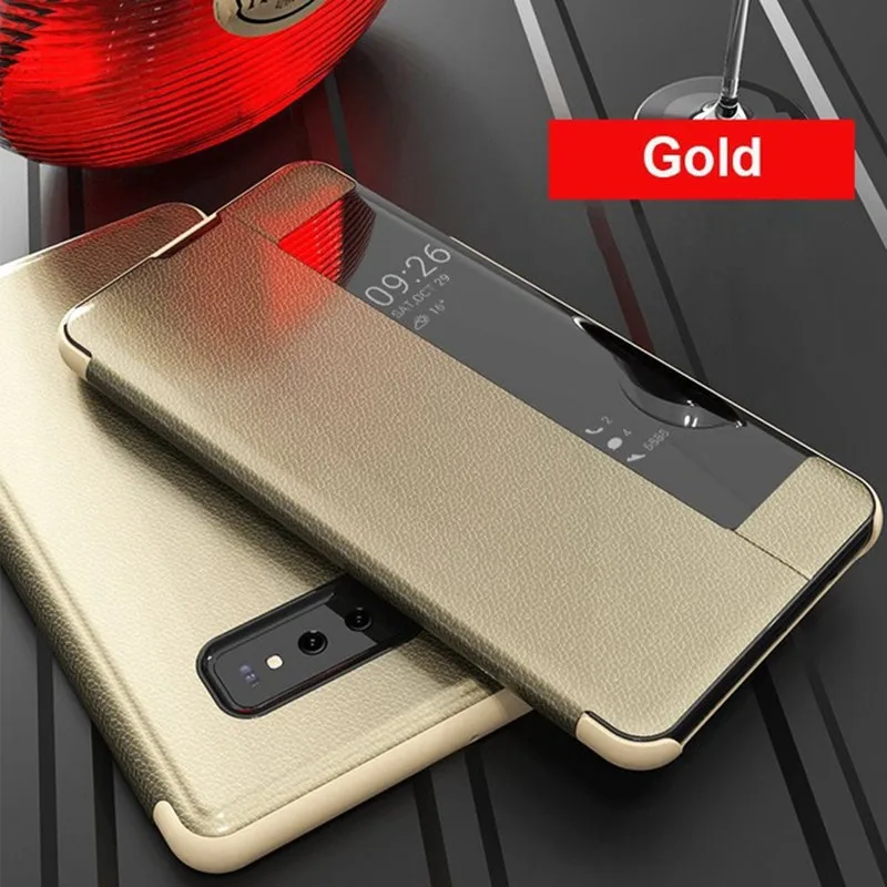 Кожаный чехол с умным окошком для Samsung Galaxy S8 S9 S10 Plus lite S7 Edge Note 9 8 J4 J6 A9 A7 2018