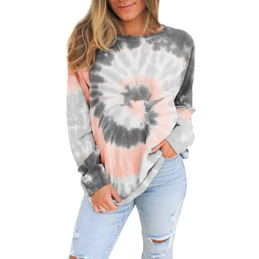 

Autumn Winter Women's Tracksuit Casual Women O Neck Long Sleeve Tie Dye Swirl Print Loose Blouse Top Sweatshirt