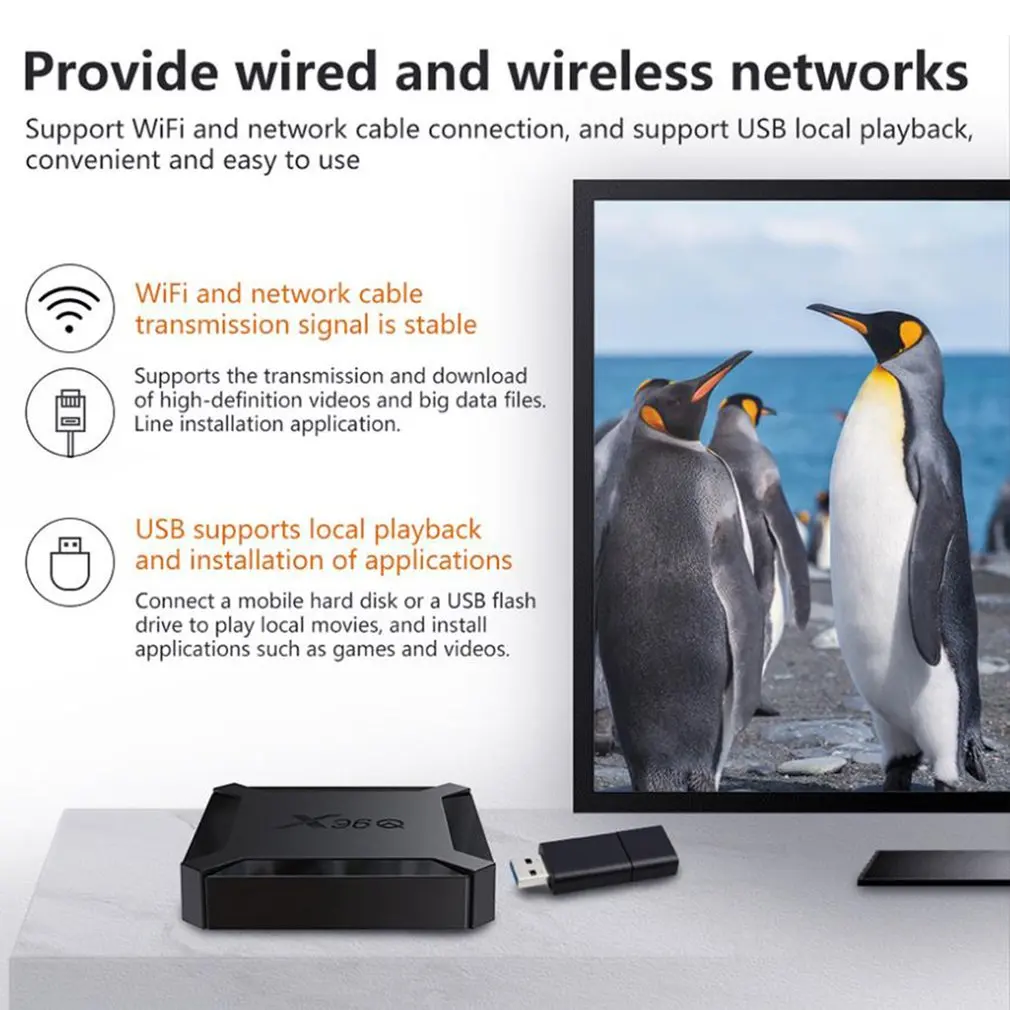 TV Box Android 10 X96Q 2.4G Wifi Allwinner H313 Quad Core 2GB 16GB 1080P Media Player X96 Q 4K Smart Set Top | Электроника