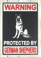 warning protected by german shepherd tin metal sign plaque design 20x30cm 8x12inch