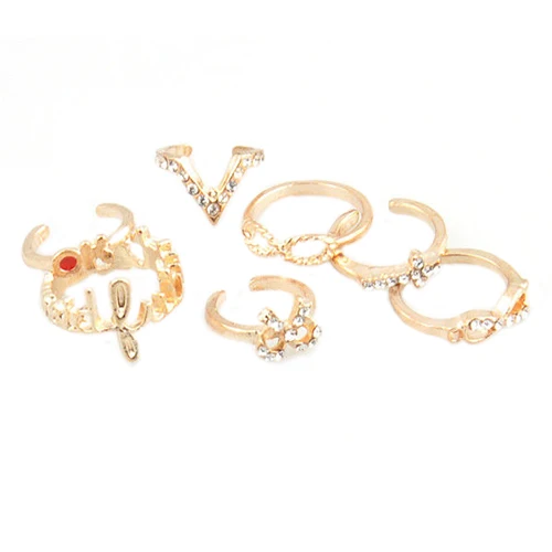 7 шт./компл. женские кольца в стиле бохо с бантом разные Топы модные милые на