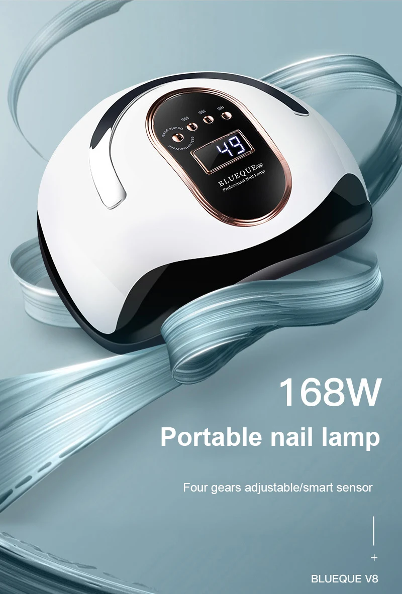 

Professional 168W Nail Lamp Quick-drying Induction UV Cross-border Led Nail Polish Glue Baking Lamp Hot Sale Convenient US EU UK
