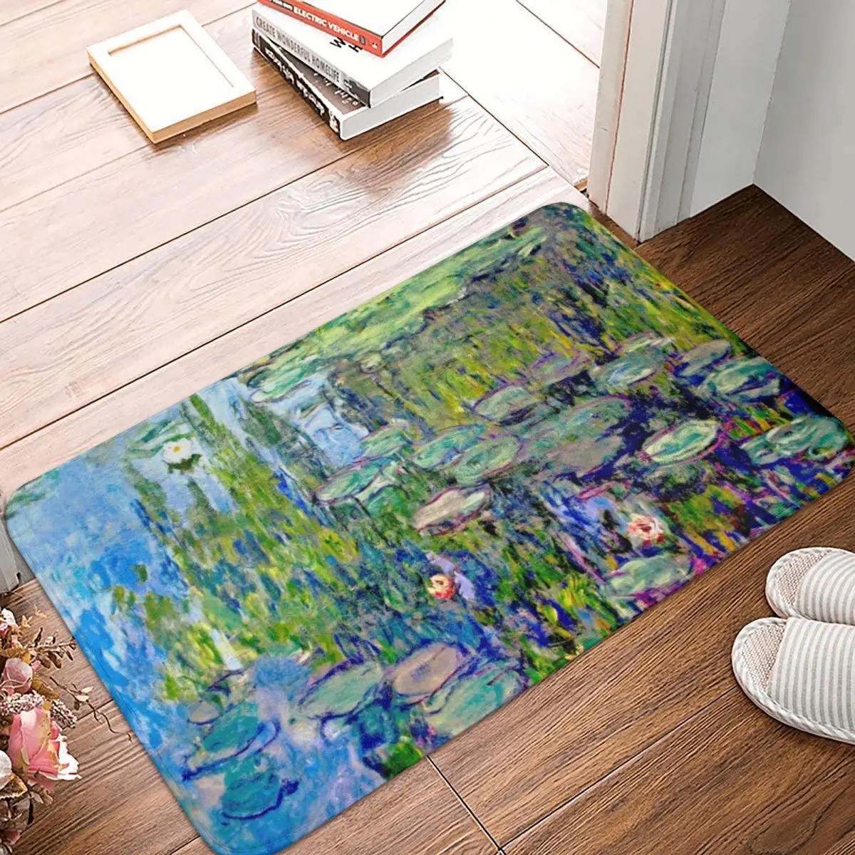 

Claude Monet Blue Water Lilies Doormat Carpet Mat Rug Polyester Non-Slip Floor Decor Bath Bathroom Kitchen Living Room 40x60