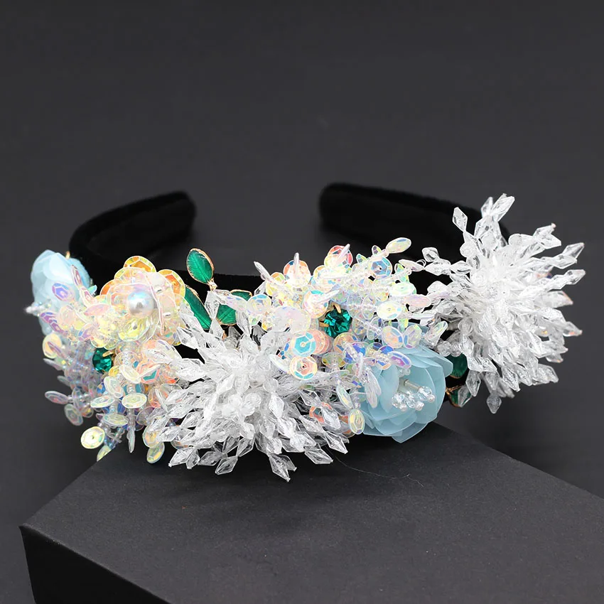 Fashion ball wild headband New European and American fashion temperament crystal flower personality exaggerated 782 | Украшения и