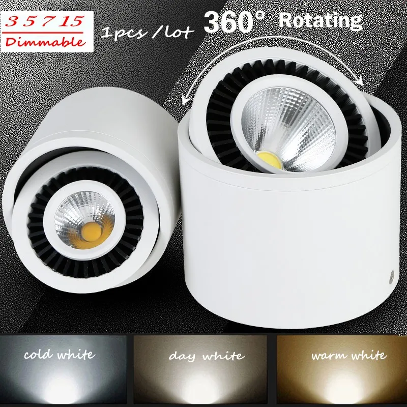 5pcs Dimmable Led COB Ceiling led downlight 3W 5W7W 15W 360degree rotating 110/220V surface mounted spot LED indoor light