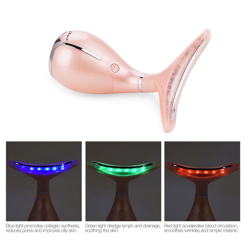 CkeyiN LED Фотон Свет Отопление терапия лица шеи массажер двойной подбородок