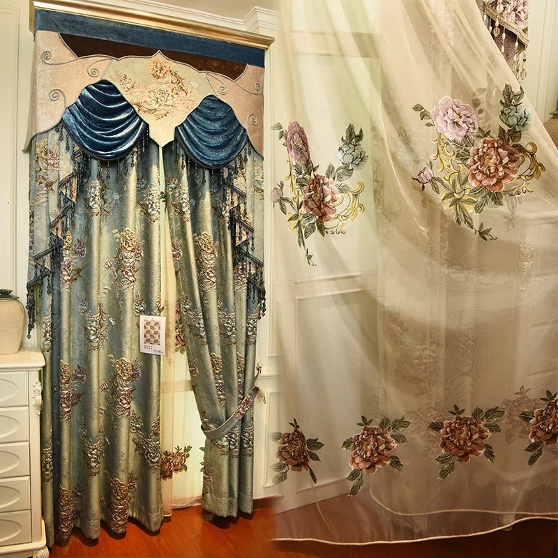 Europe and the United States top luxury 4D embossed jacquard curtains for living room bedroom Decoration + Full Light Shading | Дом и сад