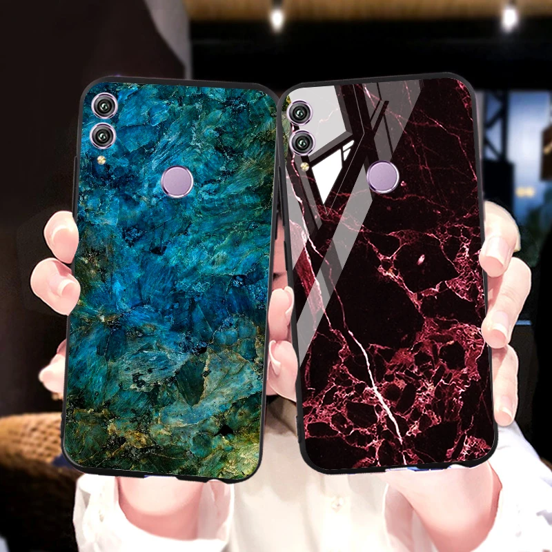 

Tempered Glass Case For Huawei Honor 8x Max 10i 10 9 Lite Cases Marble Bumper Honor 20 8A 8S 7A 7C Pro Play 3 Covers Fundas