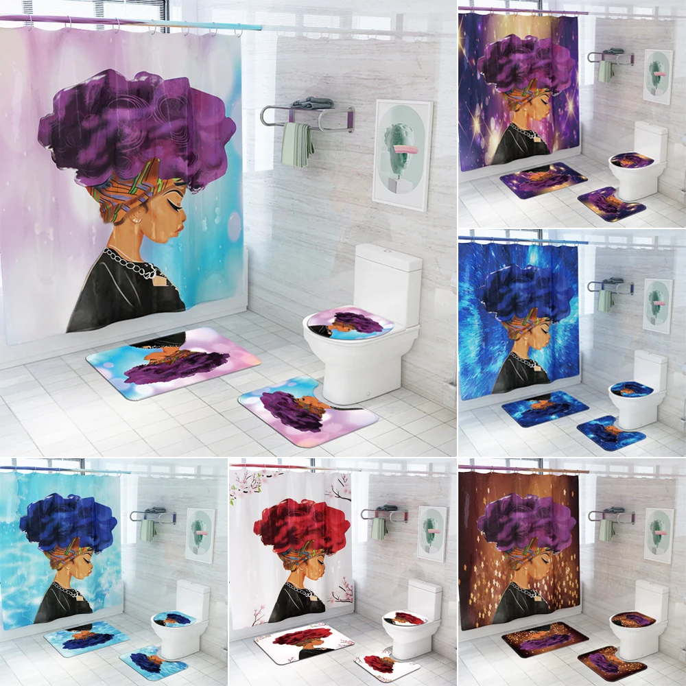 Африканская американская красивая девушка прочная занавеска для душа ванной s