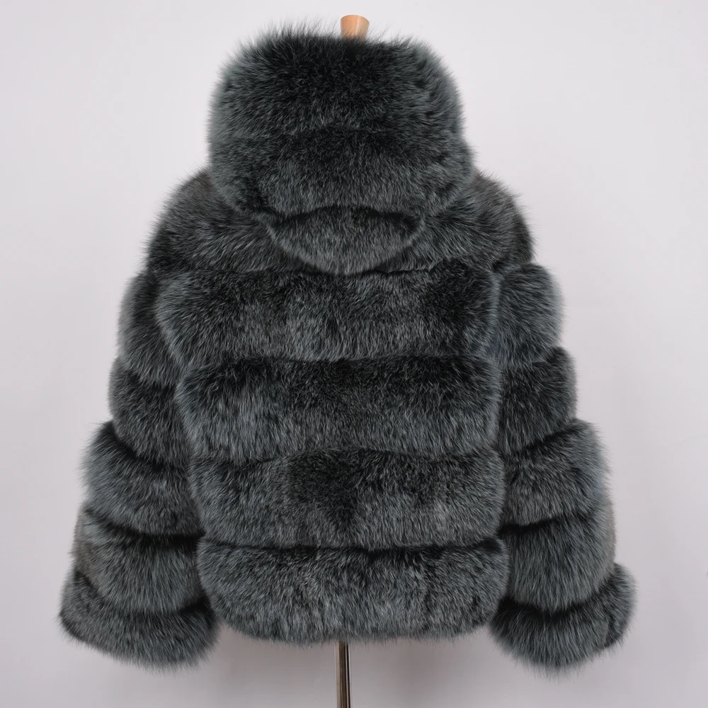 Jancoco Max Женские пальто с натуральным лисьим мехом и капюшоном модный стиль Меховая куртка высокого качества Зимняя теплая S7254