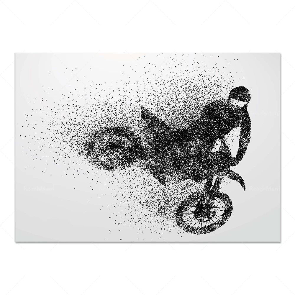 Мотокросс Ена арт-деко картина-4 постера фото-мальчик и девочка спальня