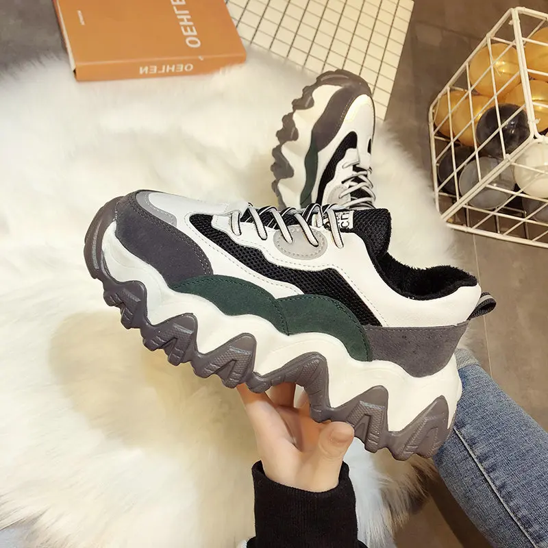 Женские кроссовки на массивном каблуке обувь платформе со шнуровкой женские с